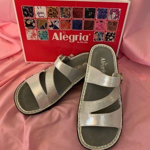Alegria White Patten slip-on Sandals